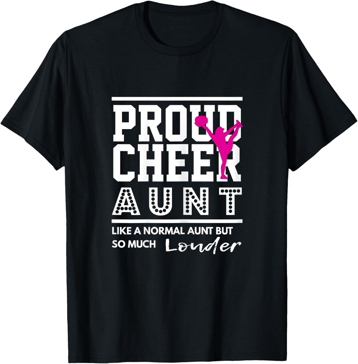 Cheerleading Graphic - Proud Cheer Aunt T-Shirt - T-Shirt | Black