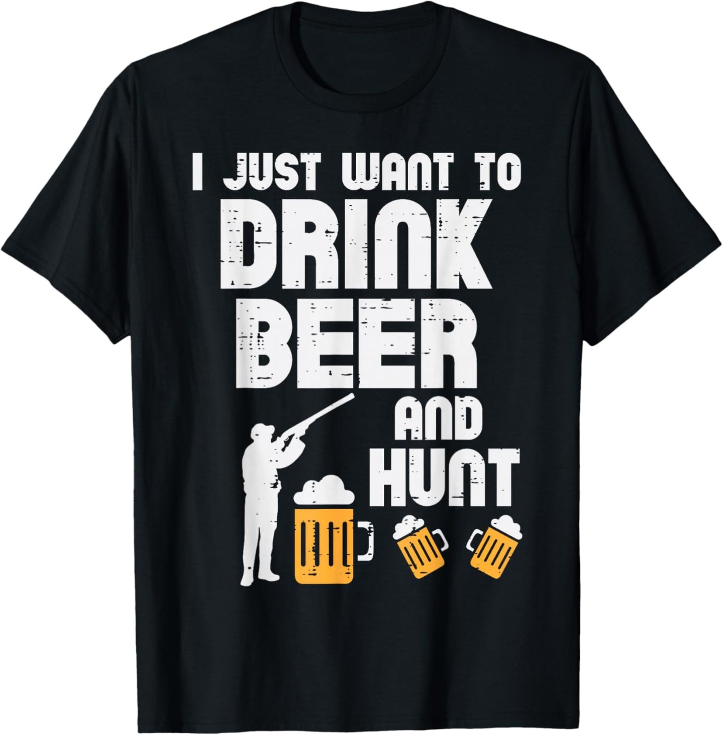 Just Want To Hunt Funny Deer Hunting Hunter Dad Grandpa Men T-Shirt - T-Shirt | Black