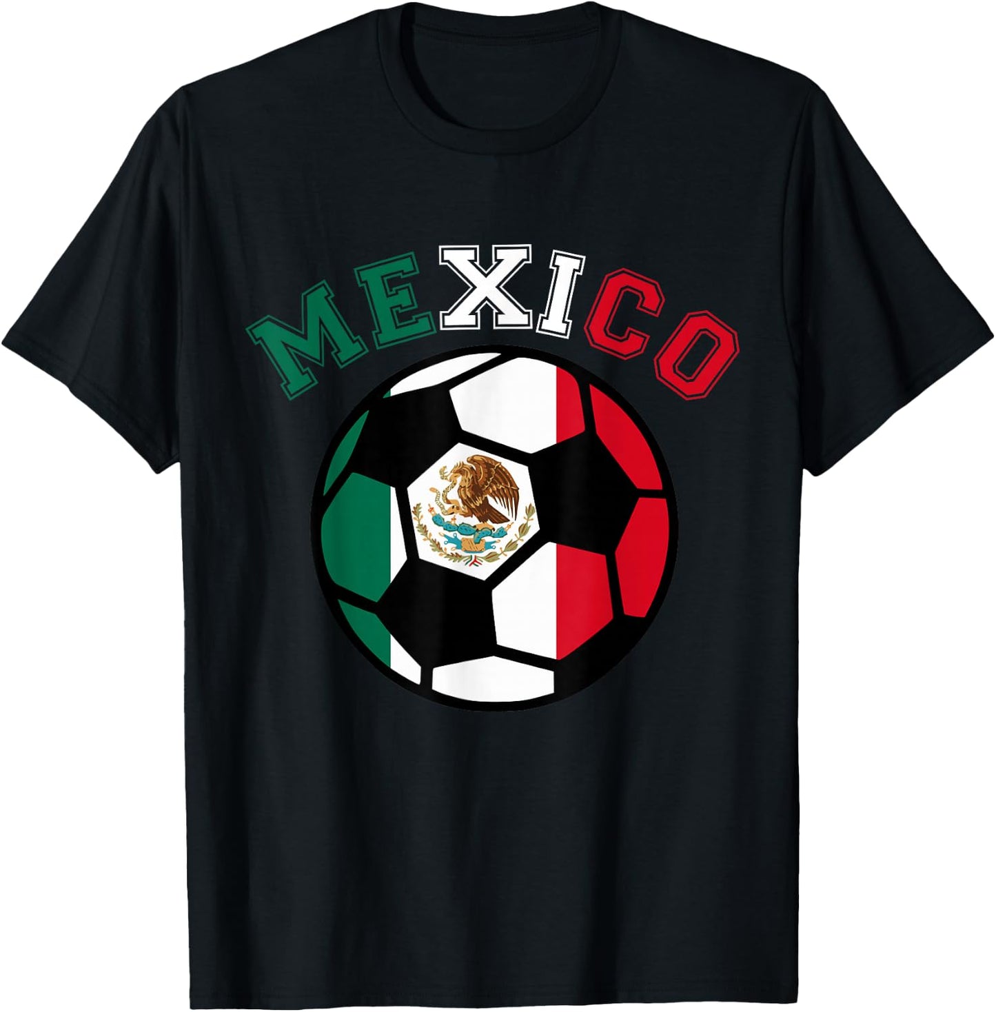 Mexican Soccer Futbol Football Mexico Flag Jersey T-Shirt - T-Shirt | Black