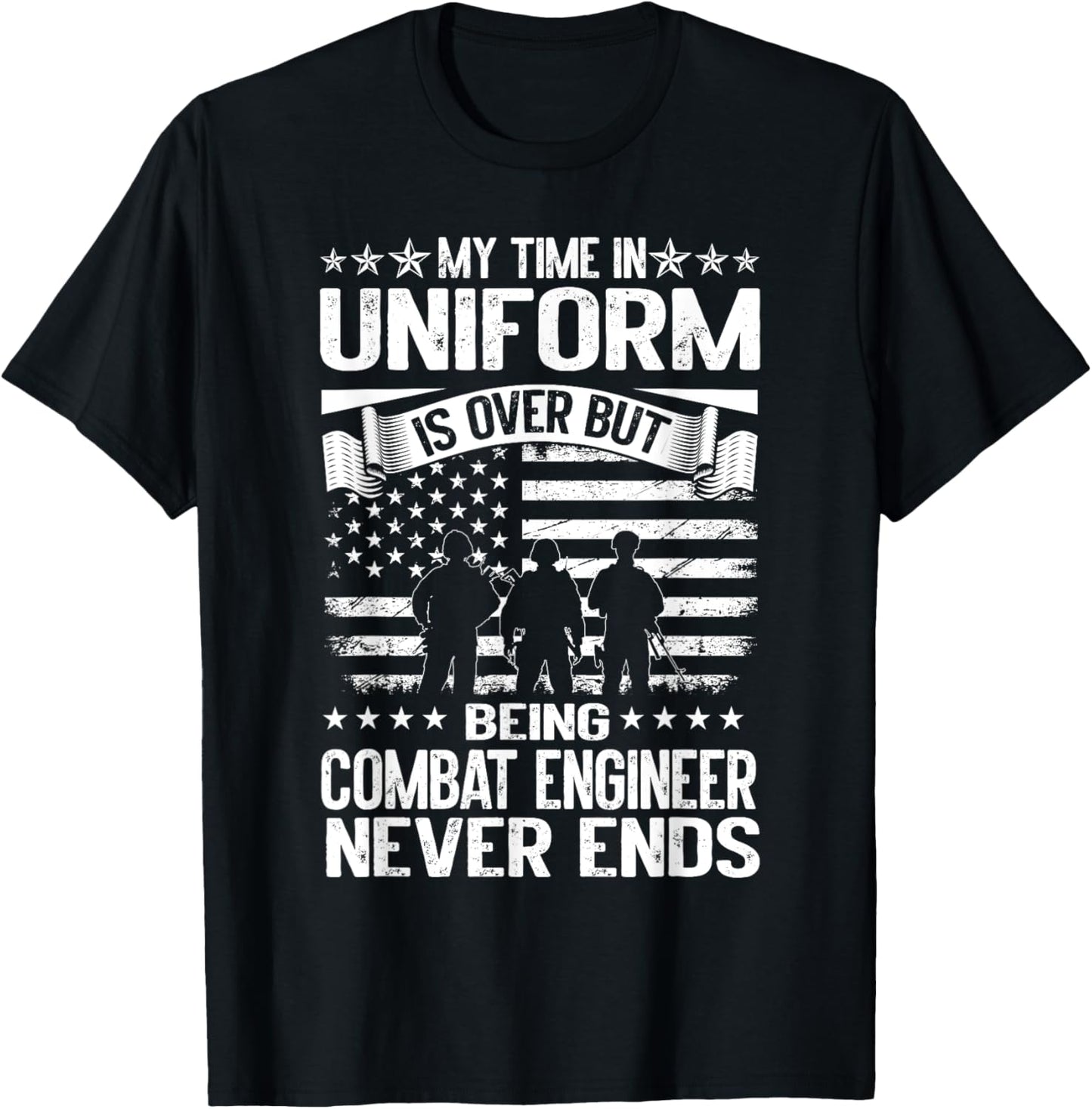 Combat Engineer Veteran Engineering Veteran's Day T-Shirt - T-Shirt | Black