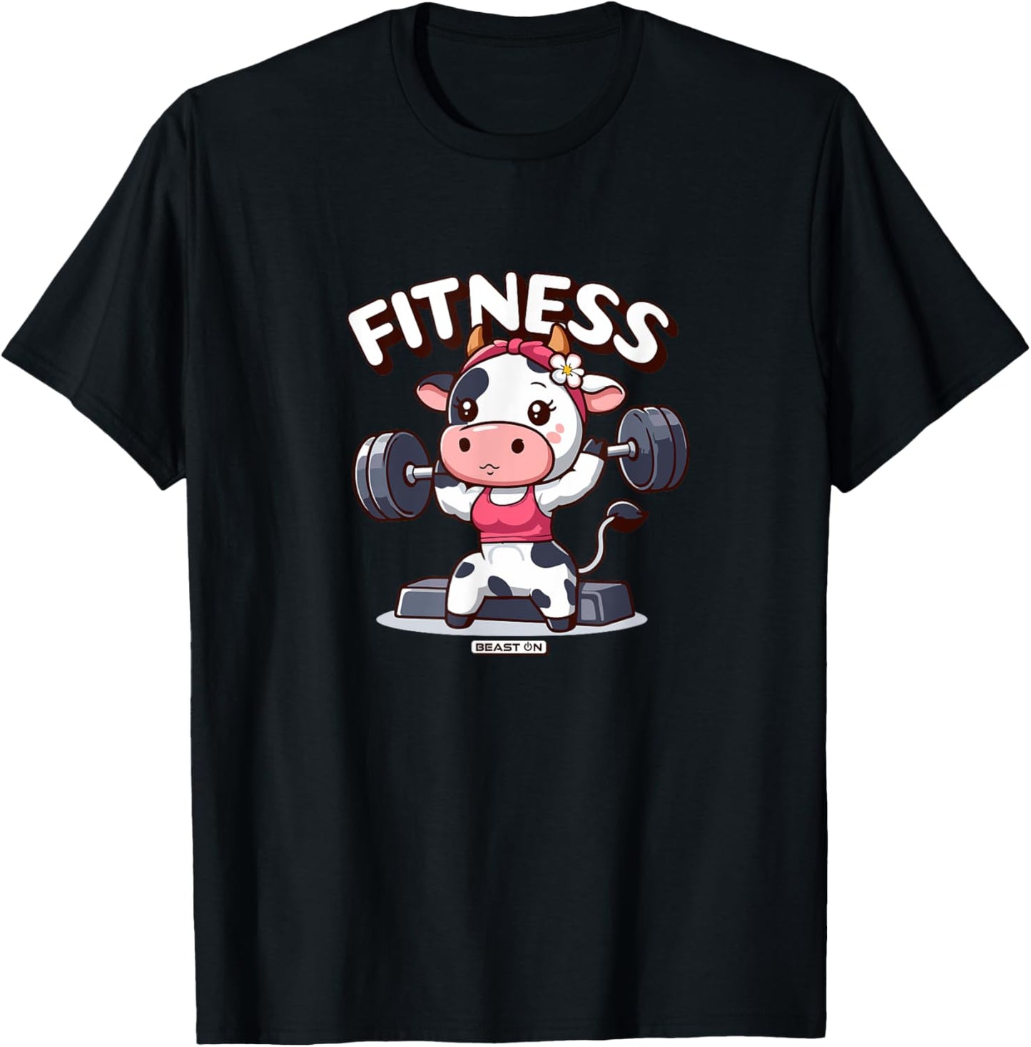 Cute Cow Fitness Workout Women Funny Gym Training T-Shirt - T-Shirt | Black