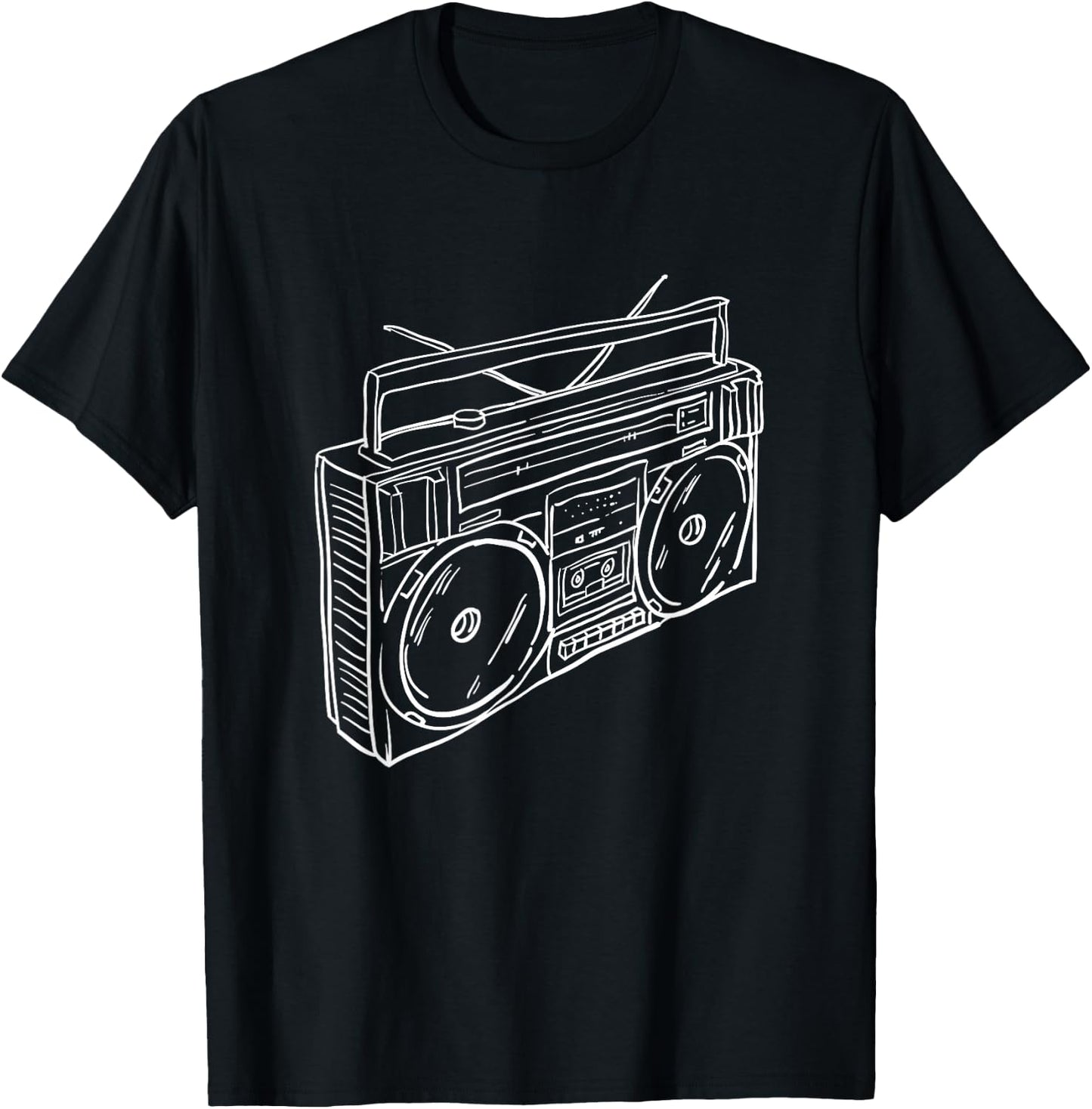 80s & 90s Old School Music Hip Hop Beatbox Boombox T-Shirt - T-Shirt | Black