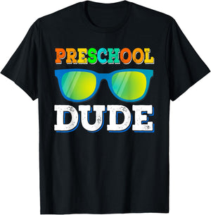 Preschool Dude Shirt Cool Sun-glass Back To School Gifts T-Shirt - T-Shirt | Black