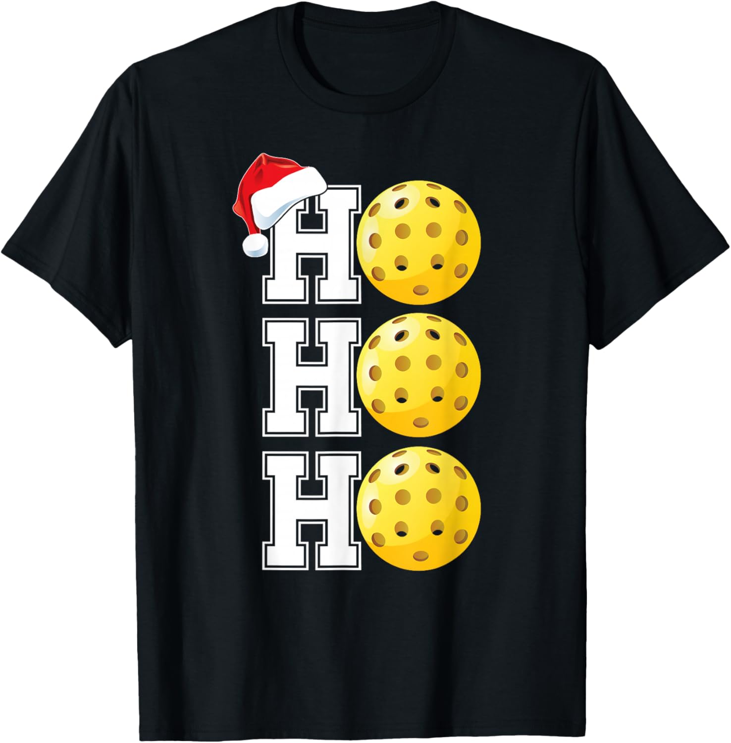 Ho Ho Ho Christmas Pickleball Player Sports Fan T-Shirt - T-Shirt | Black