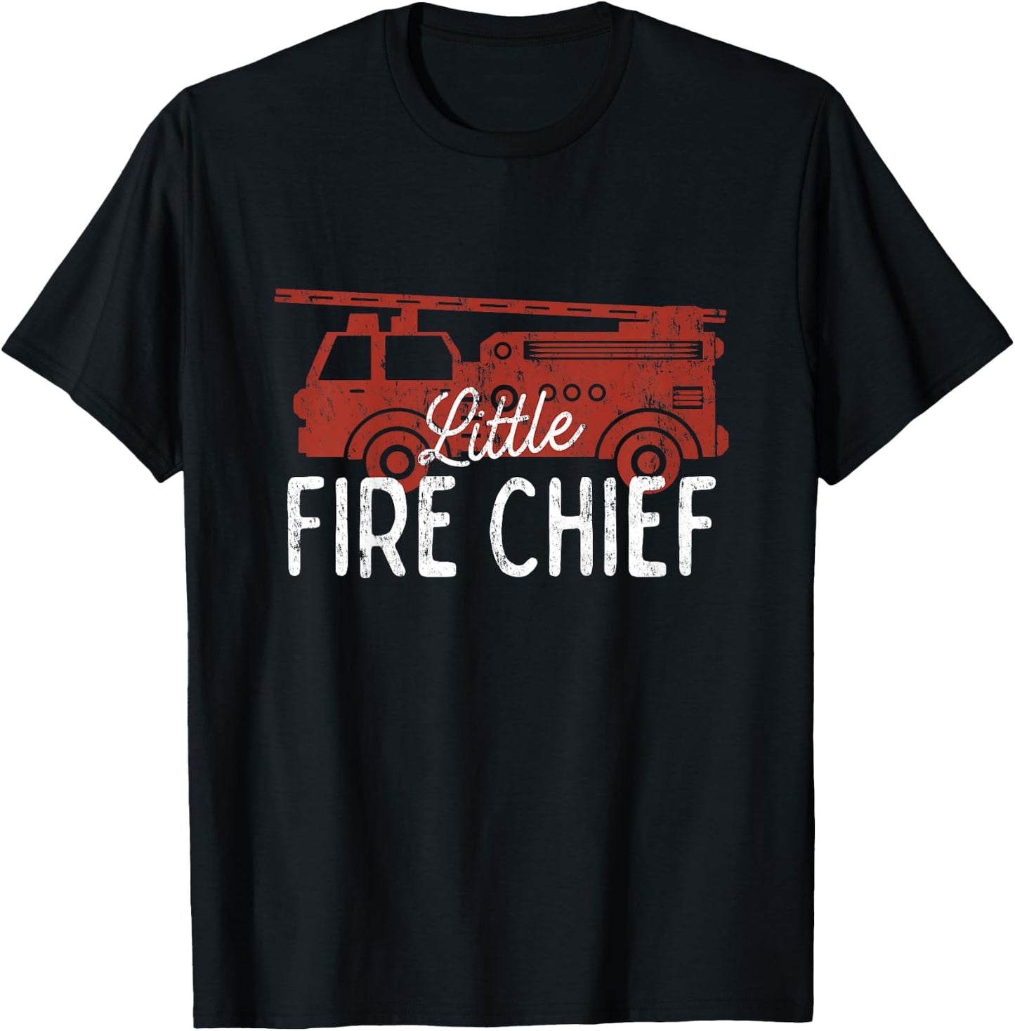 Kids Fireman Shirt Toddler Boys, Little Fire Chief Fire Truck T-Shirt - T-Shirt | Black