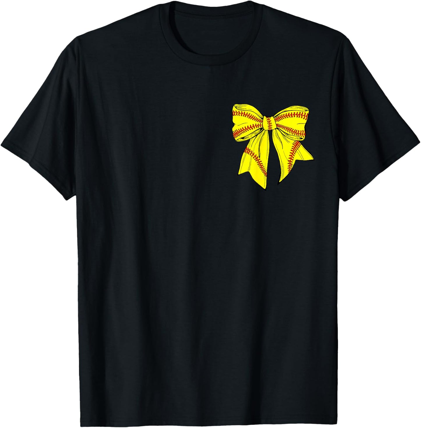 Softball Bow Game Day Coquette Women Front and Back Print T-Shirt - T-Shirt | Black