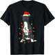 Pittie Pitbull Christmas Santa Hat Lights Xmas Dog Lover T-Shirt - T-Shirt | Black