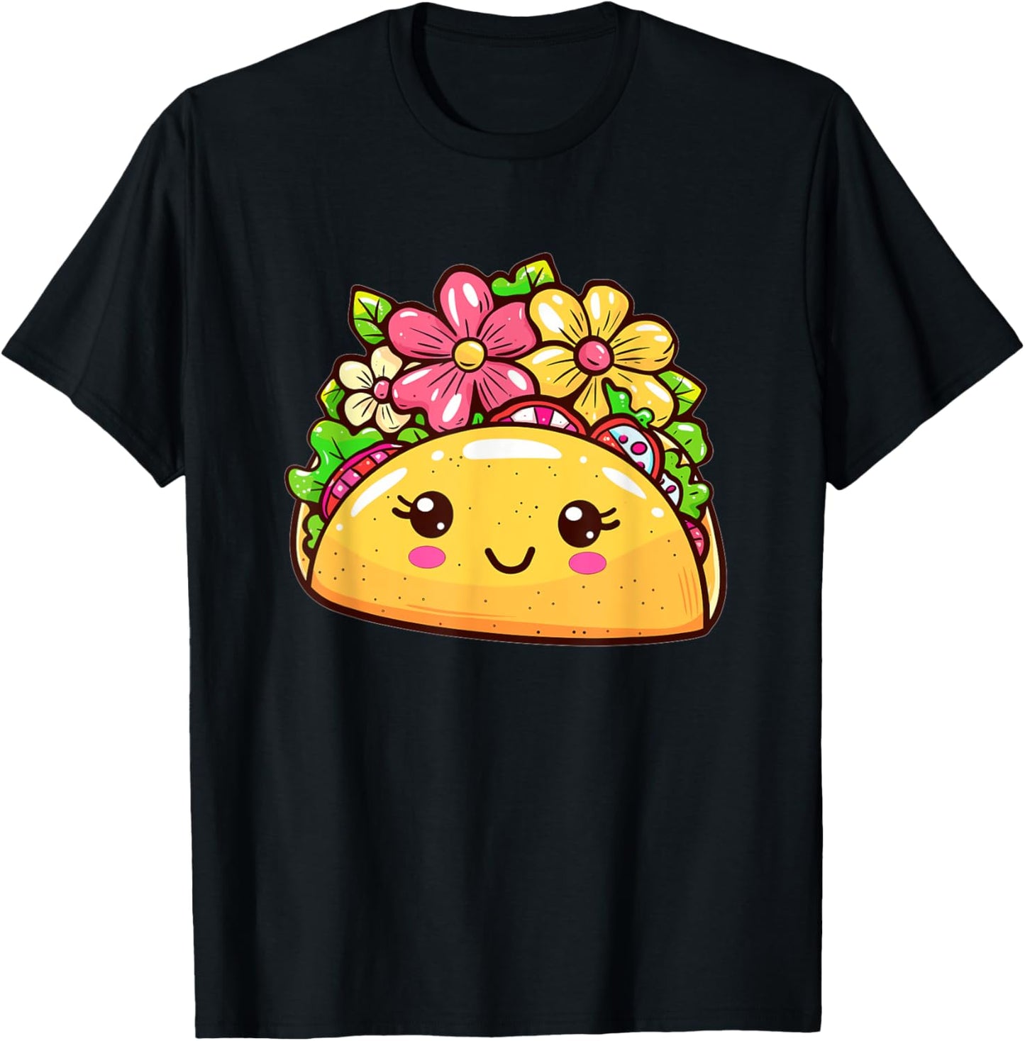 Cartoon Taco I Cute Taco T-Shirt - T-Shirt | Black