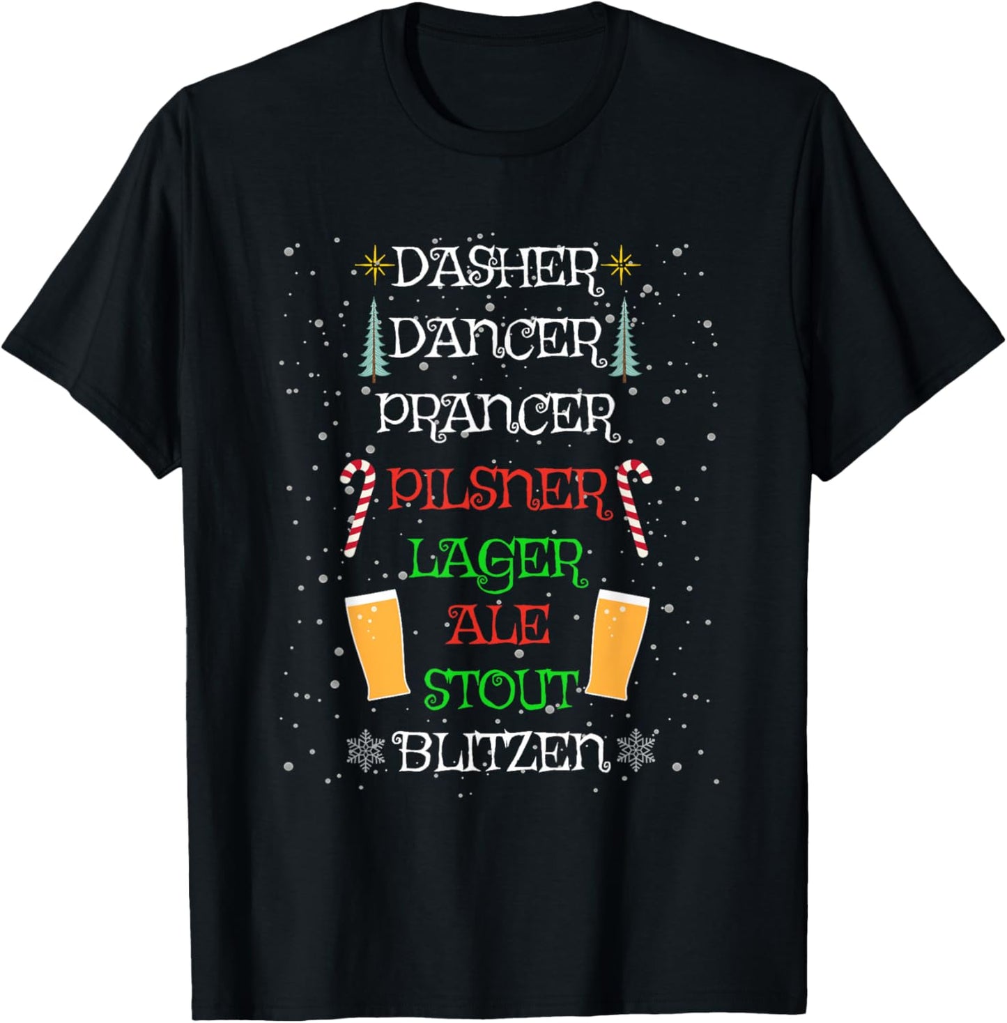 Cute Christmas Reindeer Pilsner Lager Ale Stout Beer Lover T-Shirt - T-Shirt | Black