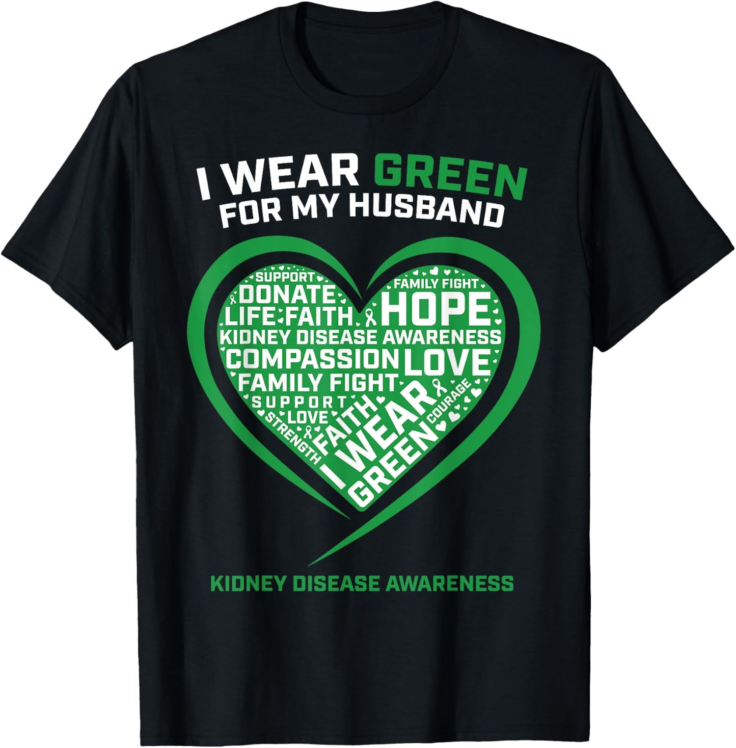 Wife Women Gifts Husband Kidney Transplant Disease Awareness T-Shirt - T-Shirt | Black