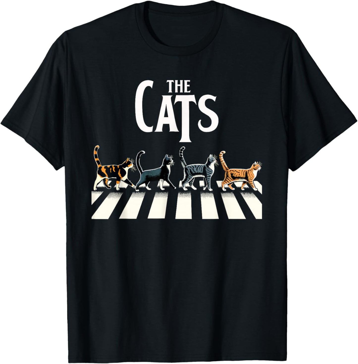 Retro Cat Rock Music Gift Men Kids Women Funny Cat T-Shirt - T-Shirt | Black