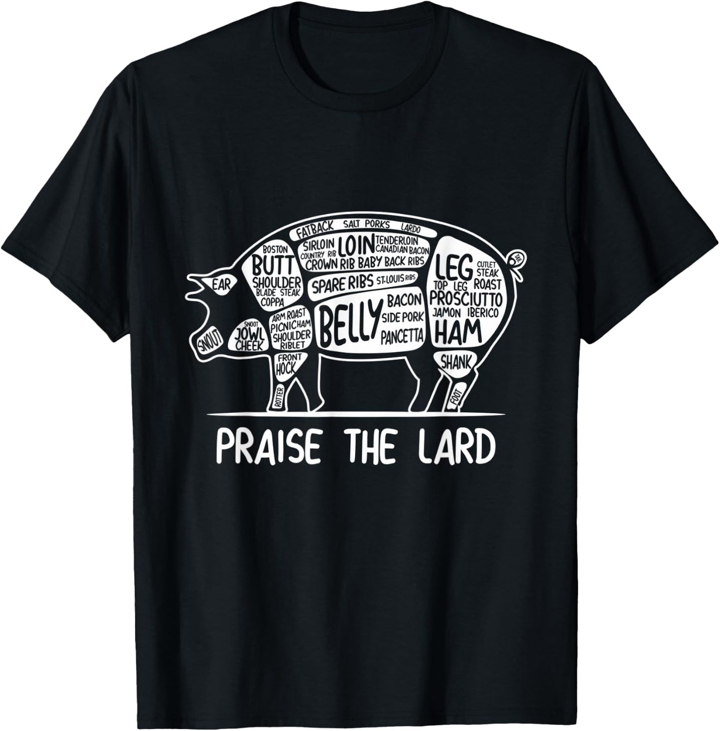 Praise the Lard Funny Pork Bacon Lover T Shirt T-Shirt - T-Shirt | Black
