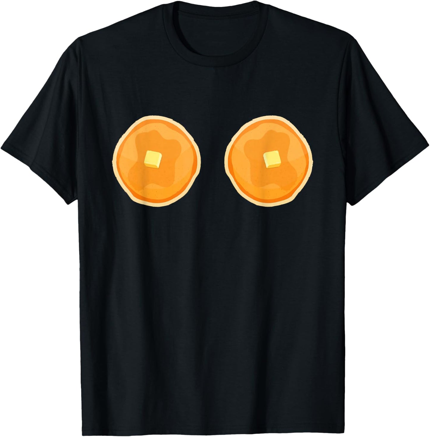 Pancake Boobs - National Maple Syrup Day - Funny Boob Gift T-Shirt - T-Shirt | Black