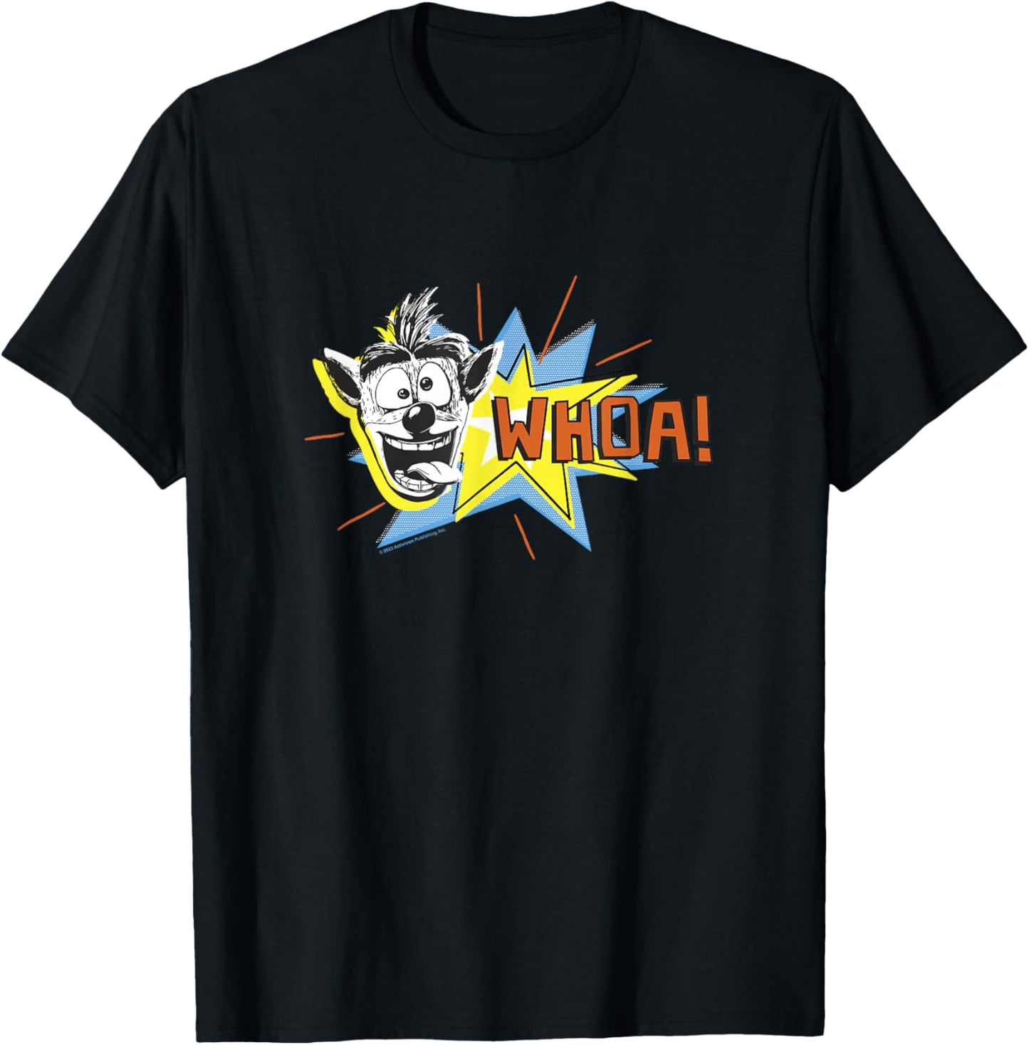 Crash Bandicoot Retro Nineties Pop Art Comic Crash Whoa! T-Shirt - T-Shirt | Black
