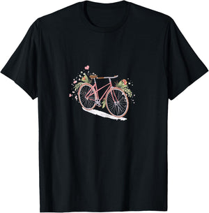 Bicycle Flowers Women's Bike Riding Cyclist Gift T-Shirt - T-Shirt | Black
