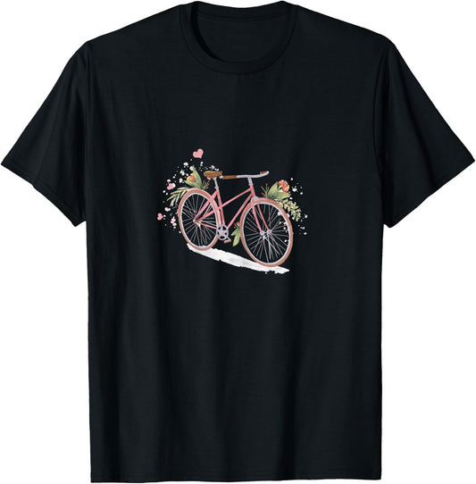 Bicycle Flowers Women's Bike Riding Cyclist Gift T-Shirt - T-Shirt | Black