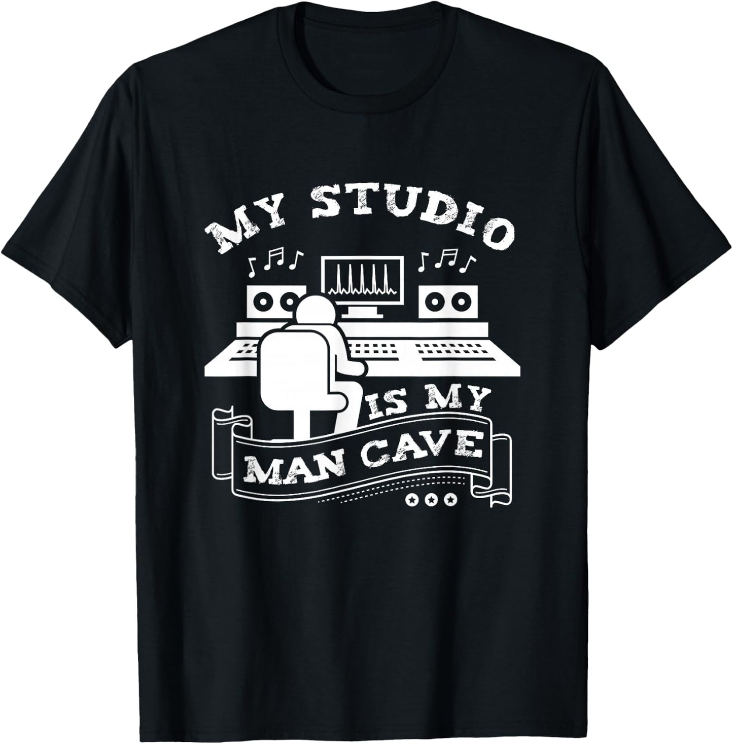 My Studio Is My Man Cave DJ Beat Maker Music Producer Men T-Shirt - T-Shirt | Black