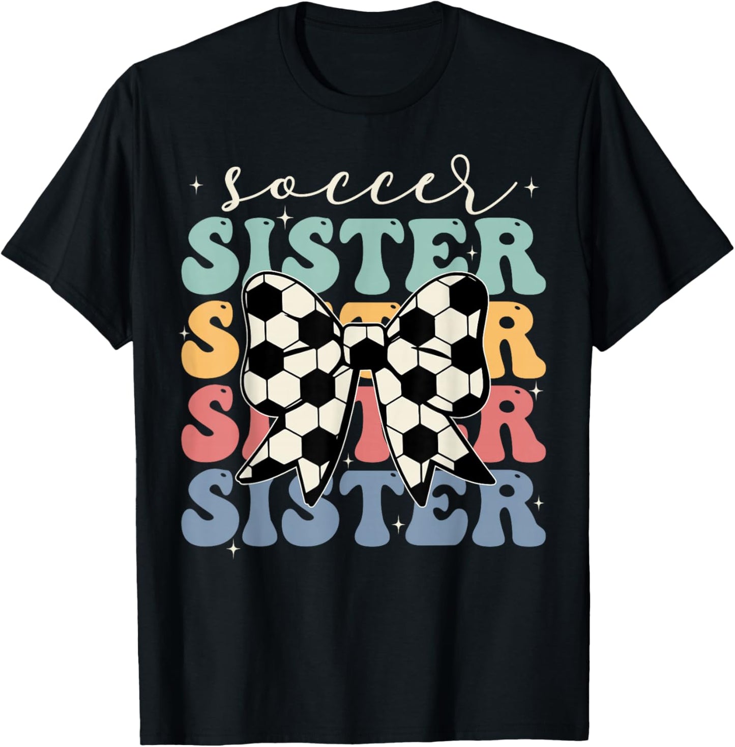 Soccer Sister Vintage Sport Lover Sister Mothers Da T-Shirt - T-Shirt | Black