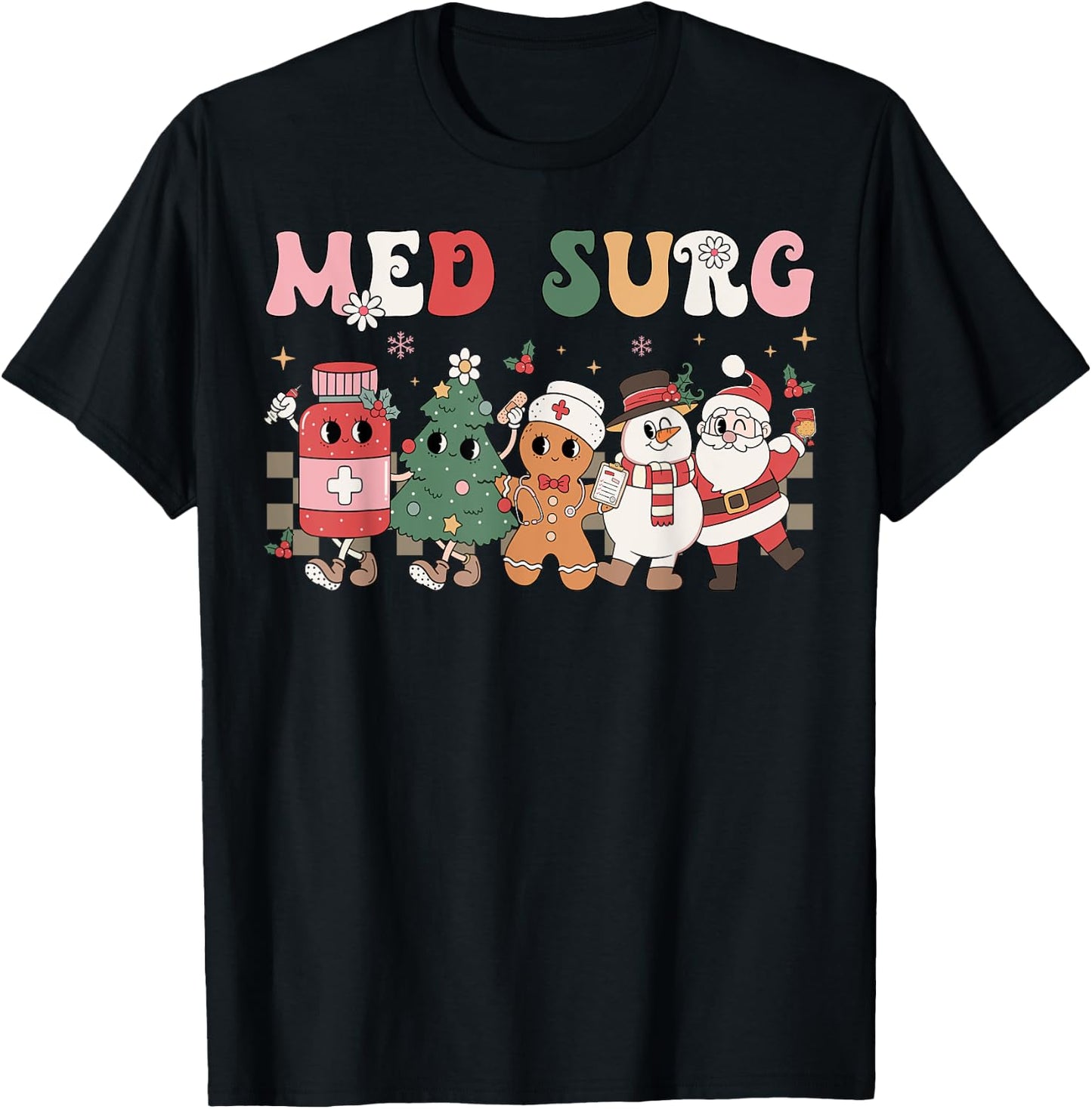 Med Surg Christmas Medical Surgical Nursing Group T-Shirt - T-Shirt | Black