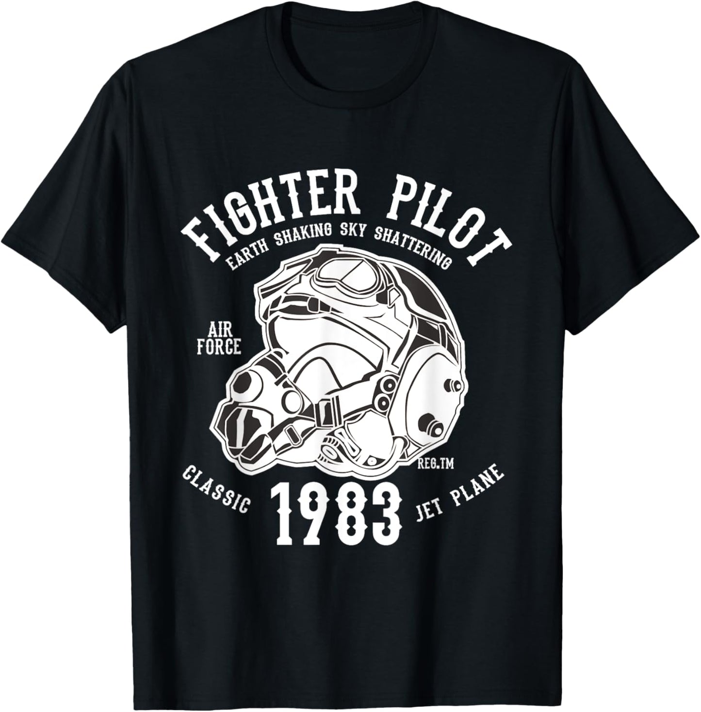 Fighter Pilot Helmet Army T-Shirt - T-Shirt | Black