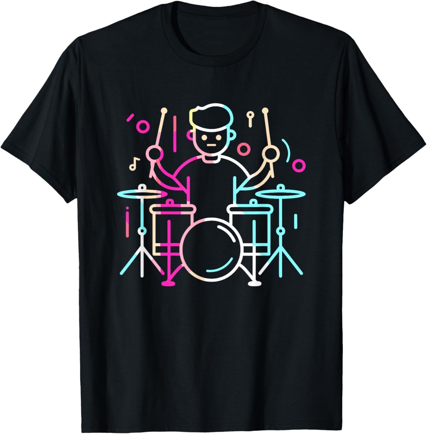 Drummer Boy Drawing Musician Drum Music T-Shirt - T-Shirt | Black
