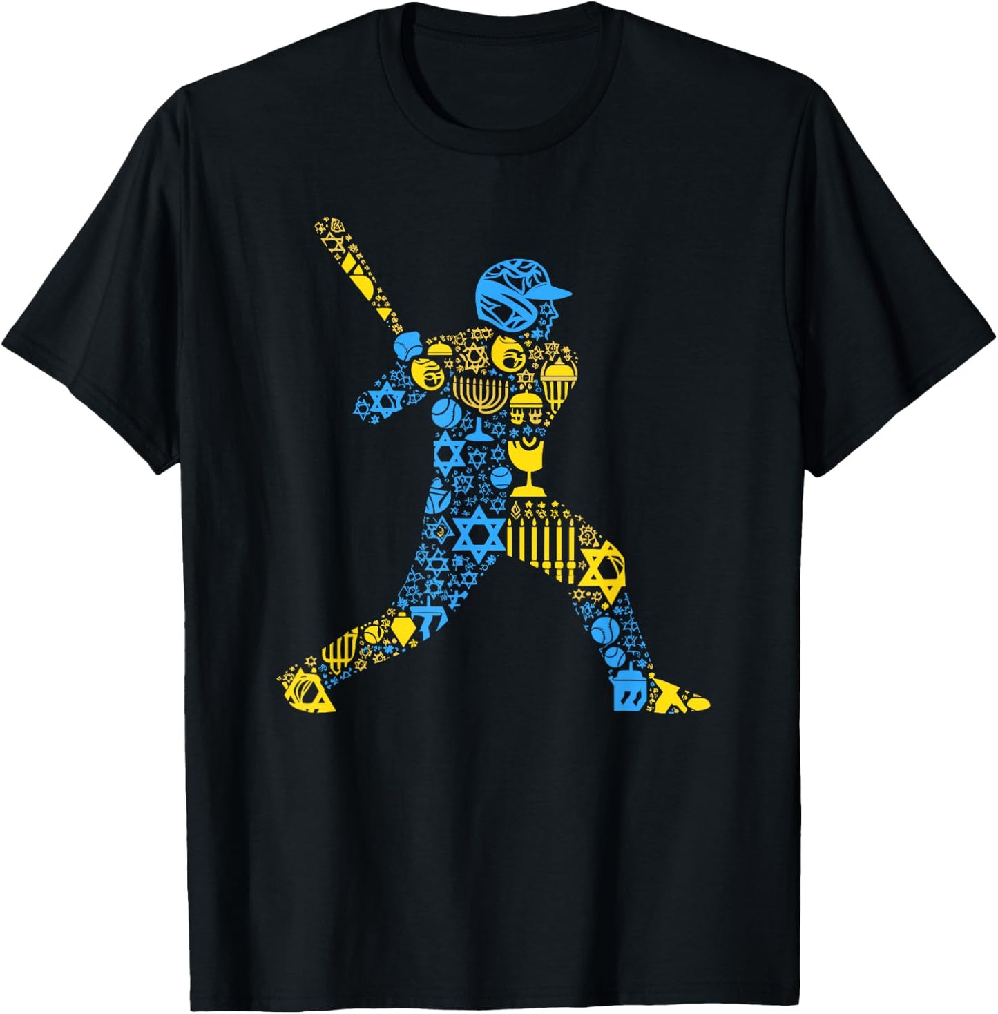 Baseball Menorah Dreidel Jewish Hanukkah Kids T-Shirt - T-Shirt | Black