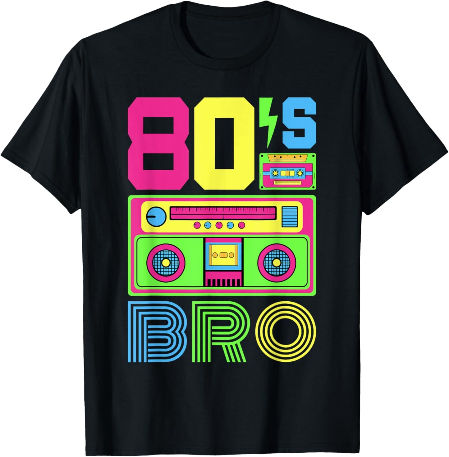 80s Bro 1980s Fashion 80 Theme Party Outfit Eighties Costume T-Shirt - T-Shirt | Black