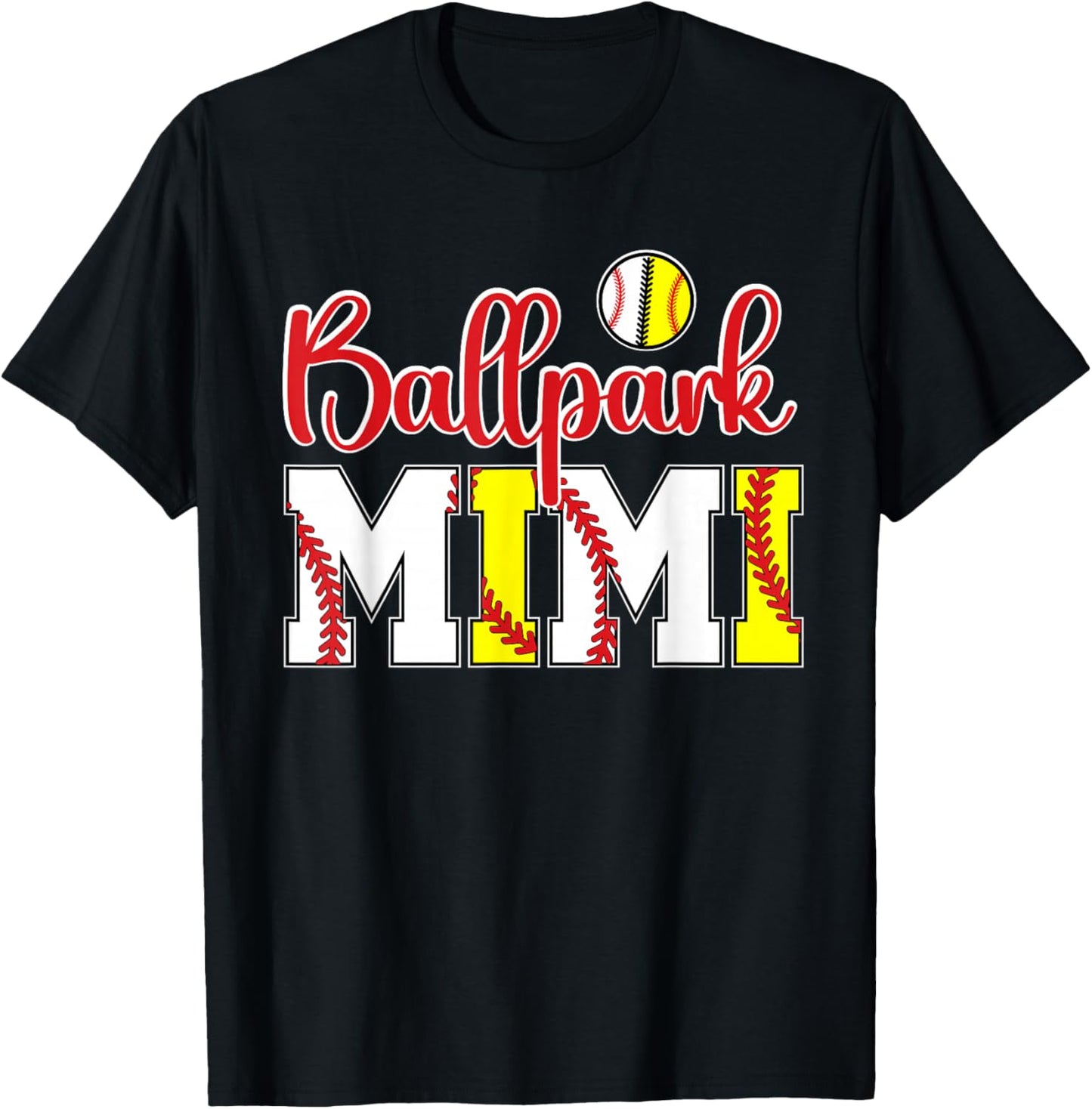 Ballpark Mimi Softball Baseball Mimi Grandma T-Shirt - T-Shirt | Black