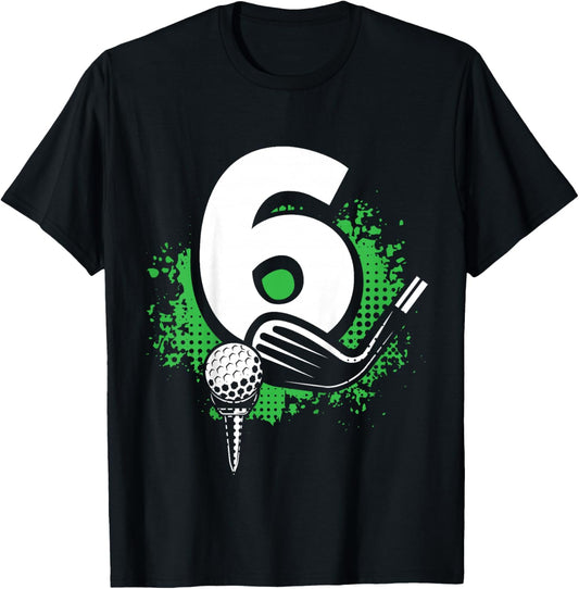 Kids 6th Birthday Boy Golf Player Golf 6 Years Old T-Shirt - T-Shirt | Black