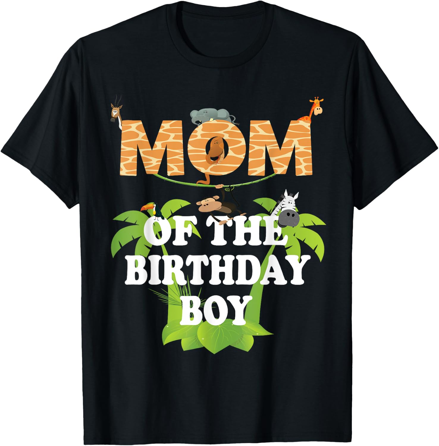 Mom Of The Birthday Boy Zoo Theme Animal Party T-Shirt - T-Shirt | Black
