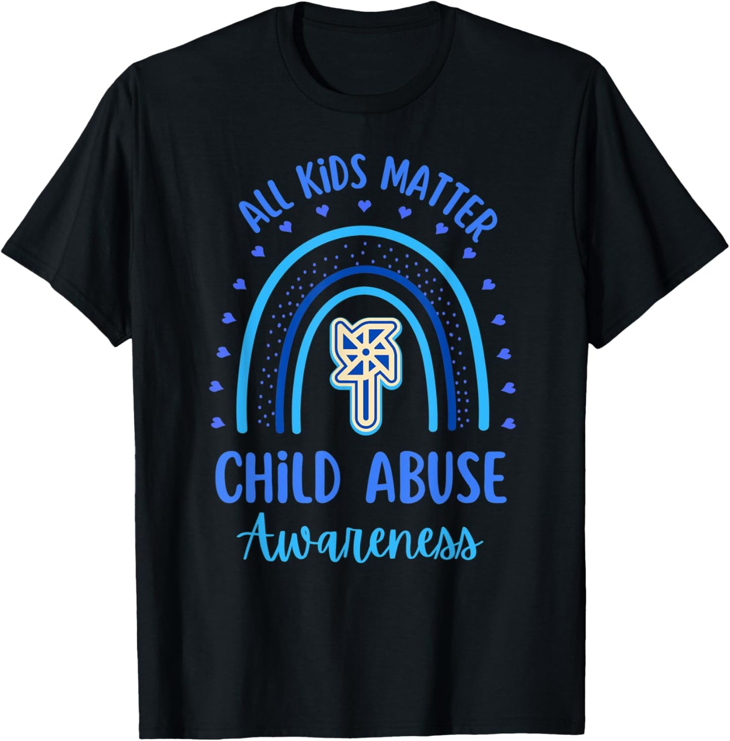 All kids matter Child Abuse Awareness Rainbow Funny Kids T-Shirt - T-Shirt | Black
