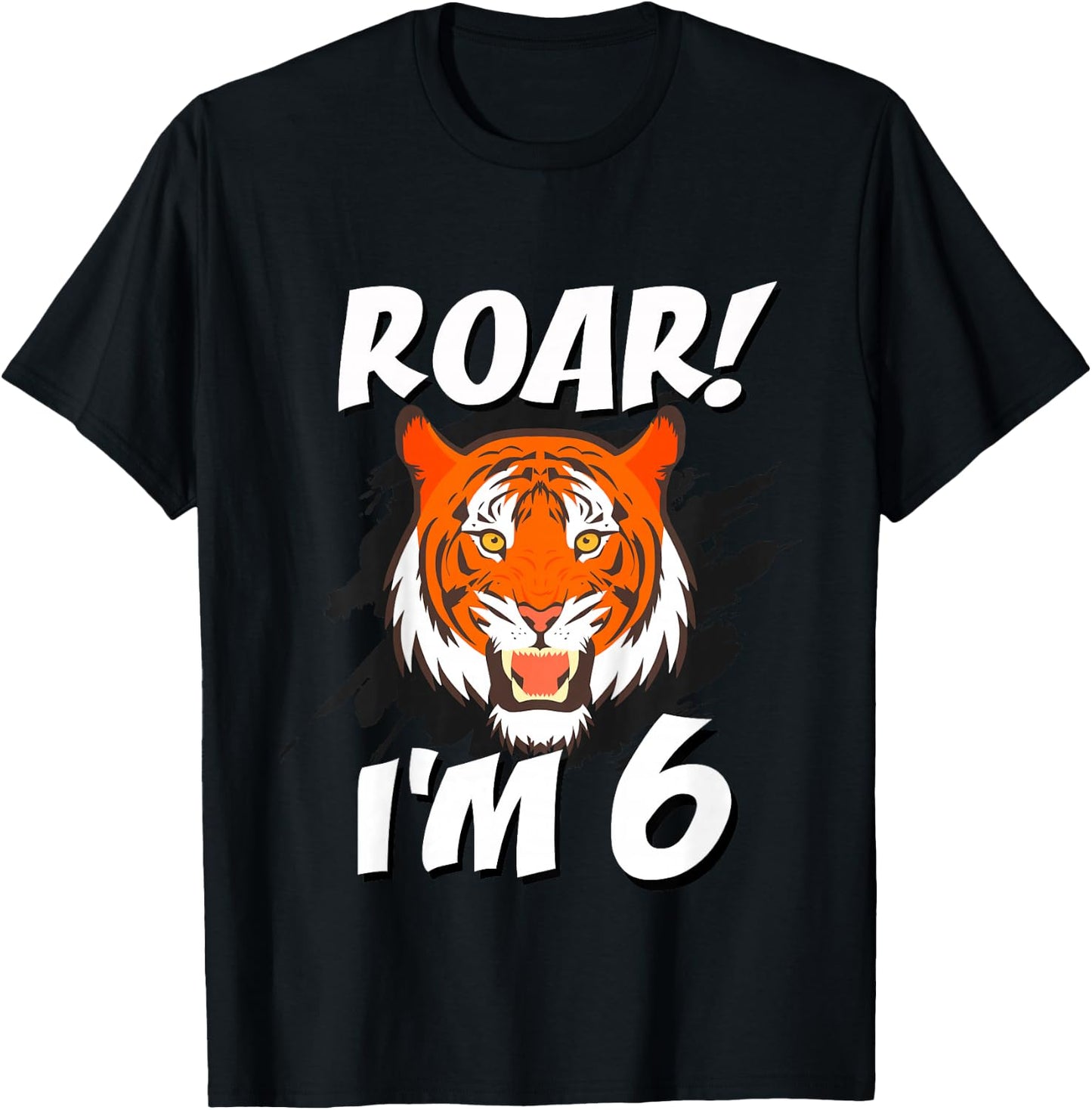 6 Year Old Tiger Birthday Party Tigers Roar Safari 6th Gift T-Shirt - T-Shirt | Black