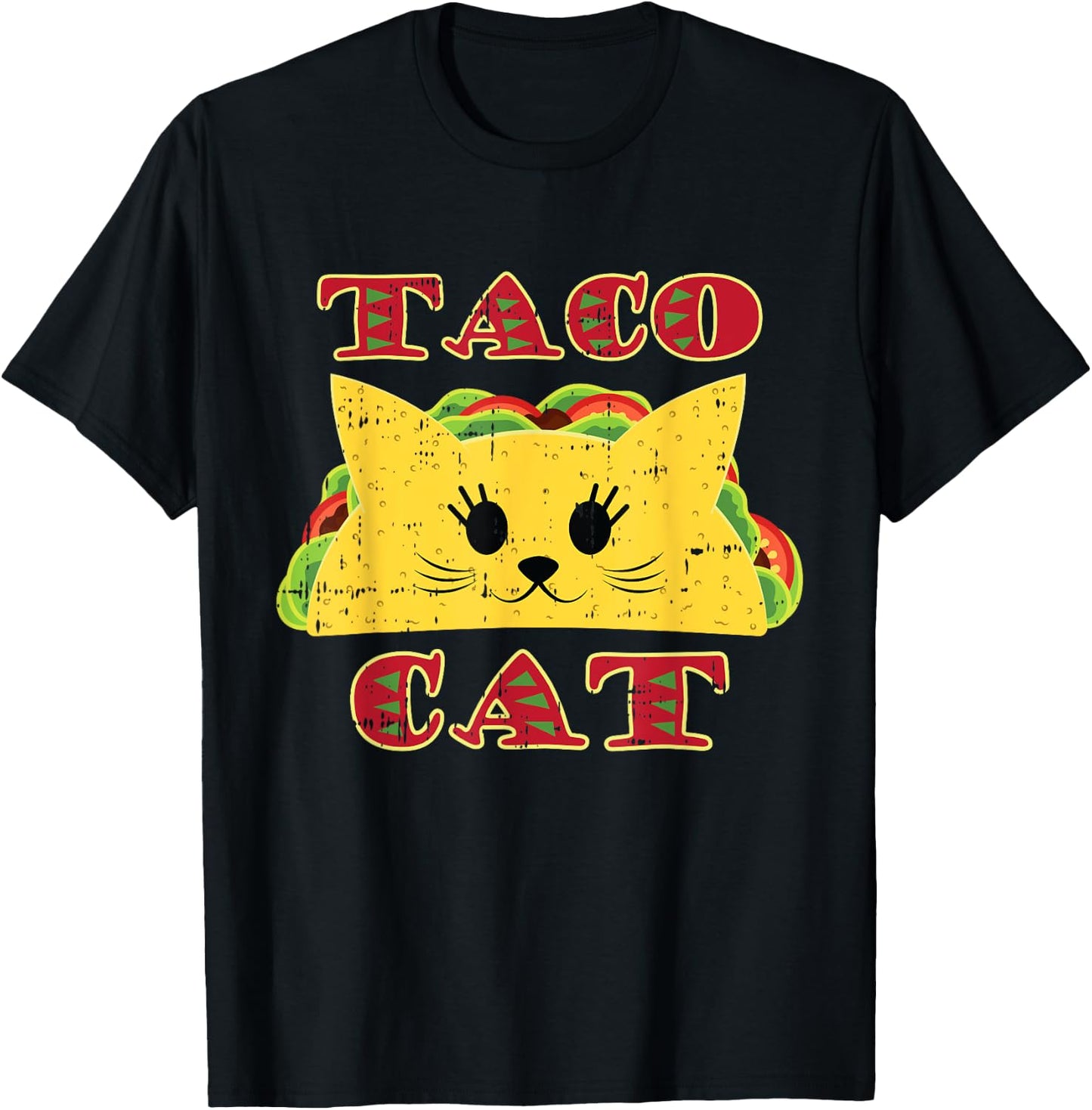 Taco Cat Black Cute Fun-ny Mexican Tortilla Food Animal Gift T-Shirt - T-Shirt | Black