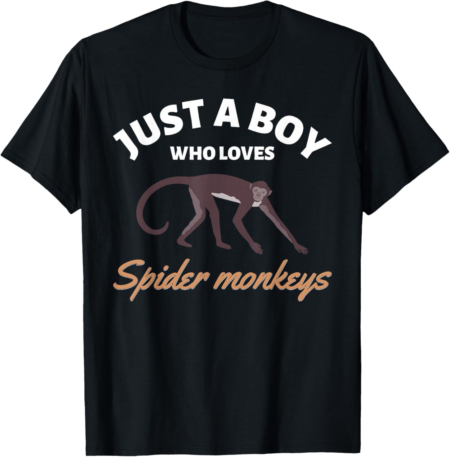 Just A Boy Who Loves Spider Monkeys Endangered Monkey T-Shirt - T-Shirt | Black
