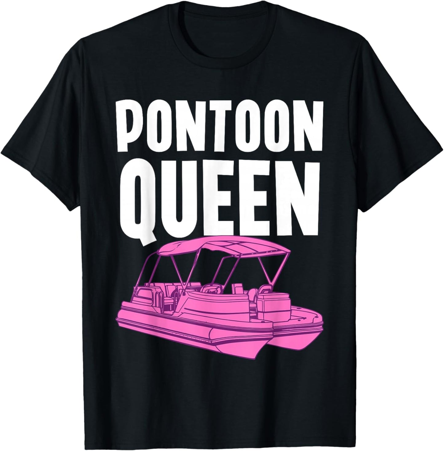 Best Pontoon Queen Art Girls Pontoon Boat Captain T-Shirt - T-Shirt | Black