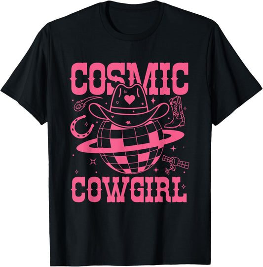 Cosmic Space Cowgirls Shirt Bachelorette Party Rodeo Girls T-Shirt - T-Shirt | Black