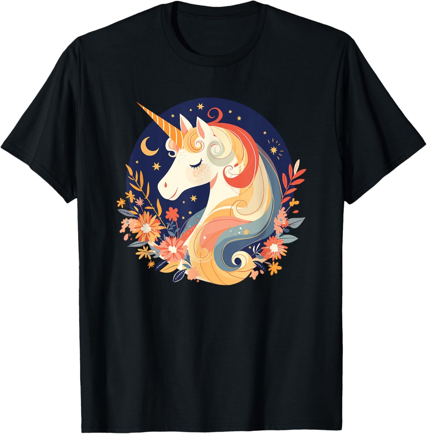 Majestic Sunset Unicorn Art Mystical Creature Fantasy T-Shirt - T-Shirt | Black