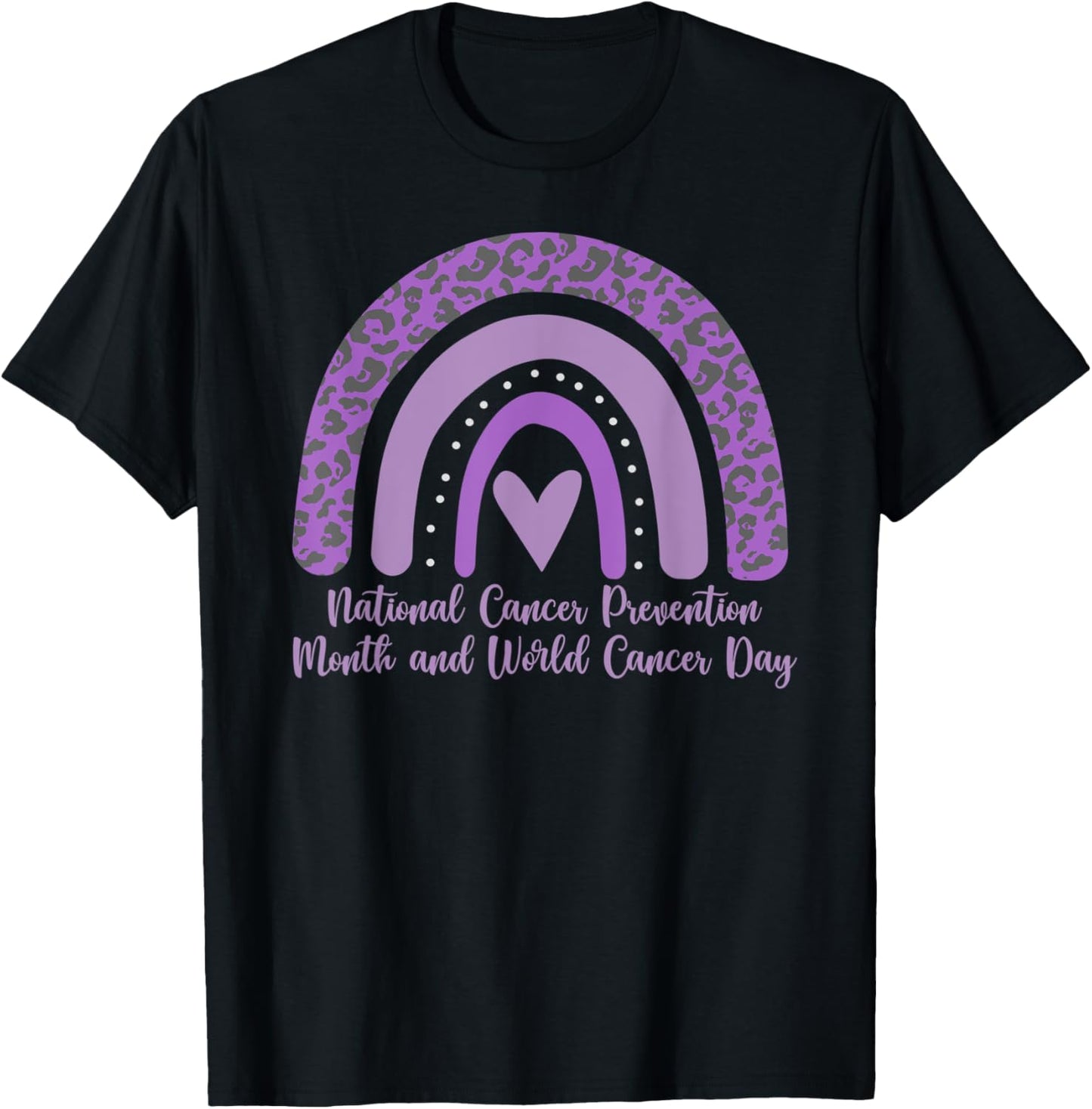 lavender rainbow Cancer Prevention Month World Cancer Day T-Shirt - T-Shirt | Black
