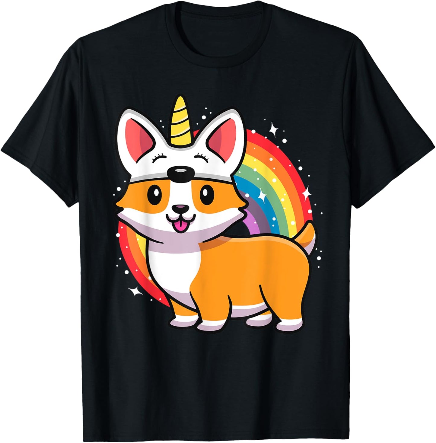 Corgicorn Unicorn Corgi Shirt For Kids Funny Rainbow Corgi T-Shirt - T-Shirt | Black