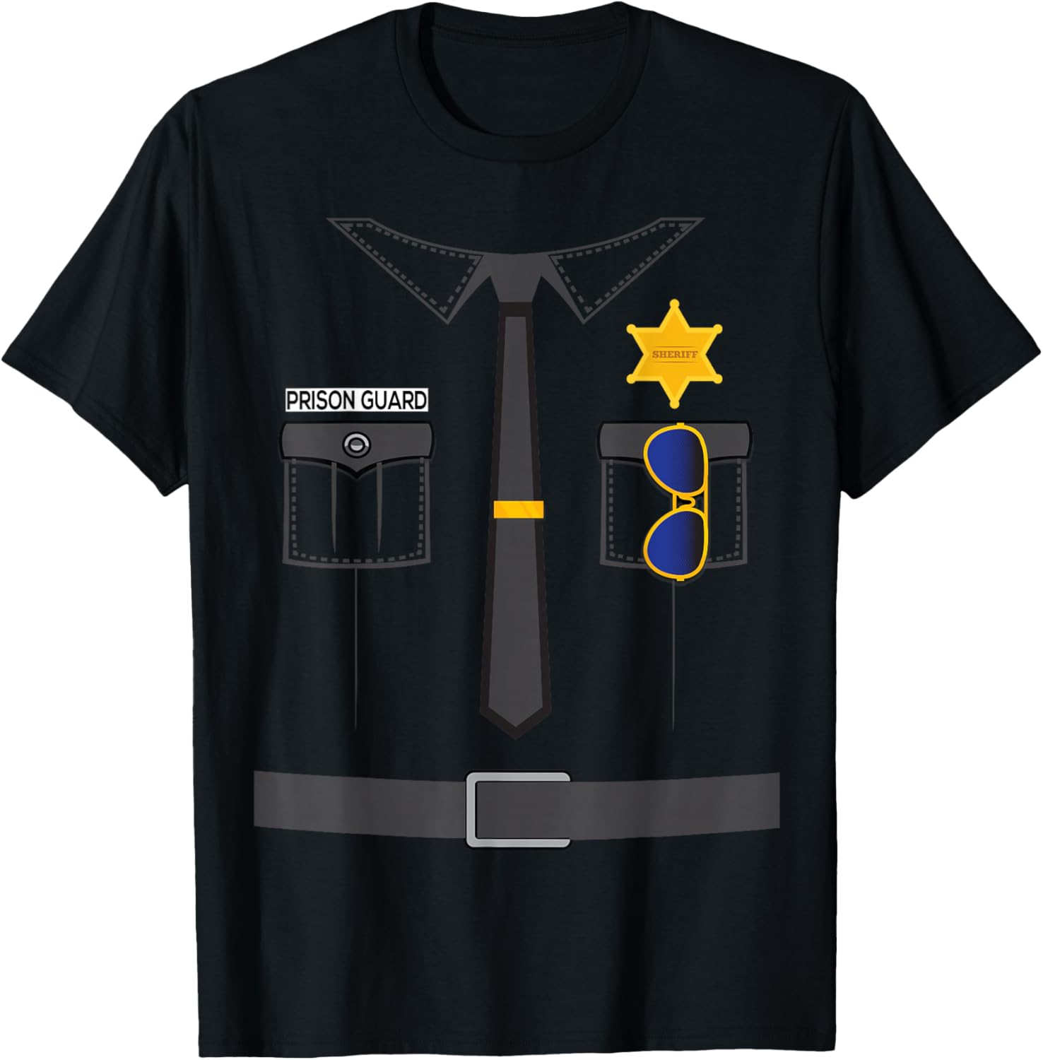 Prison Guard Correctional Officer Easy Halloween Costume Fun T-Shirt - T-Shirt | Black
