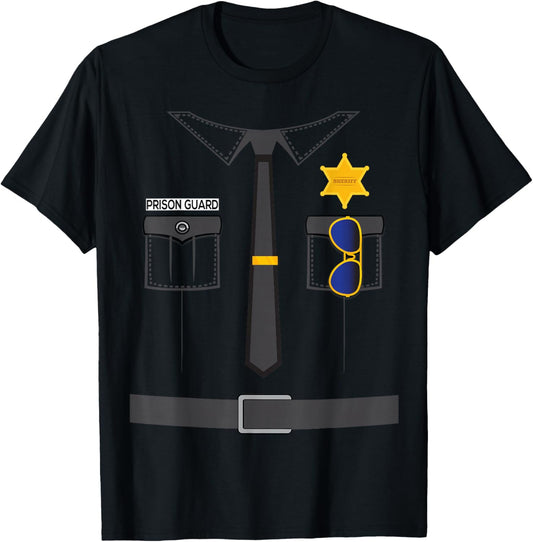 Prison Guard Correctional Officer Easy Halloween Costume Fun T-Shirt - T-Shirt | Black