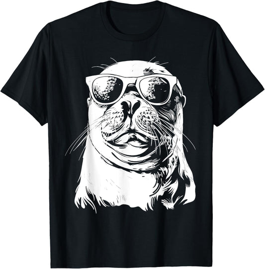 Seal Sunglasses Sea Lion Zookeeper Animal Funny T-Shirt - T-Shirt | Black