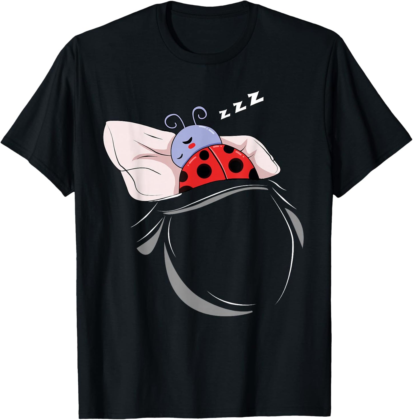 Funny Ladybug Merch , Men & Kids Ladybug Sleeping Beetle Pajamas Nap PJs Outfit Gift Ladybug T-Shirt - T-Shirt | Black