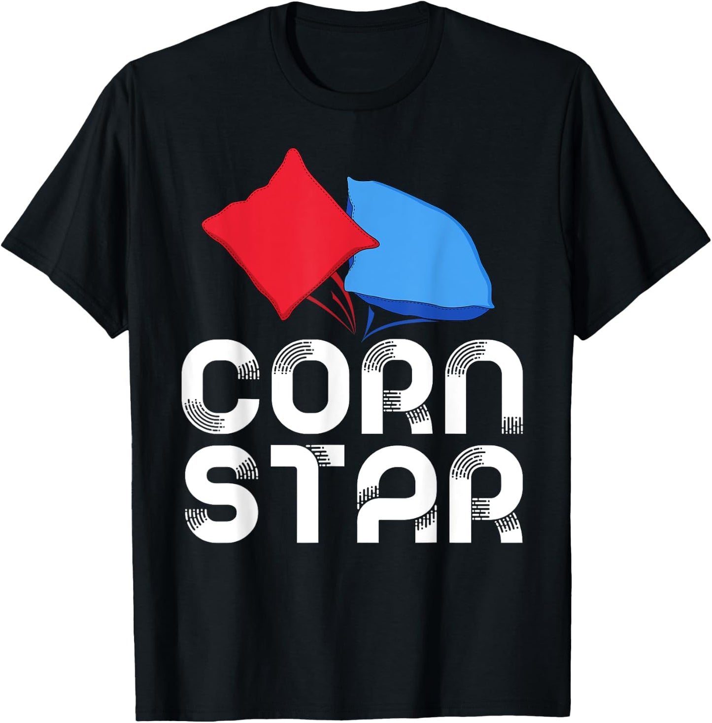 Corn Star Cornhole Tournament Bean Bag Sack Toss Winner T-Shirt - T-Shirt | Black