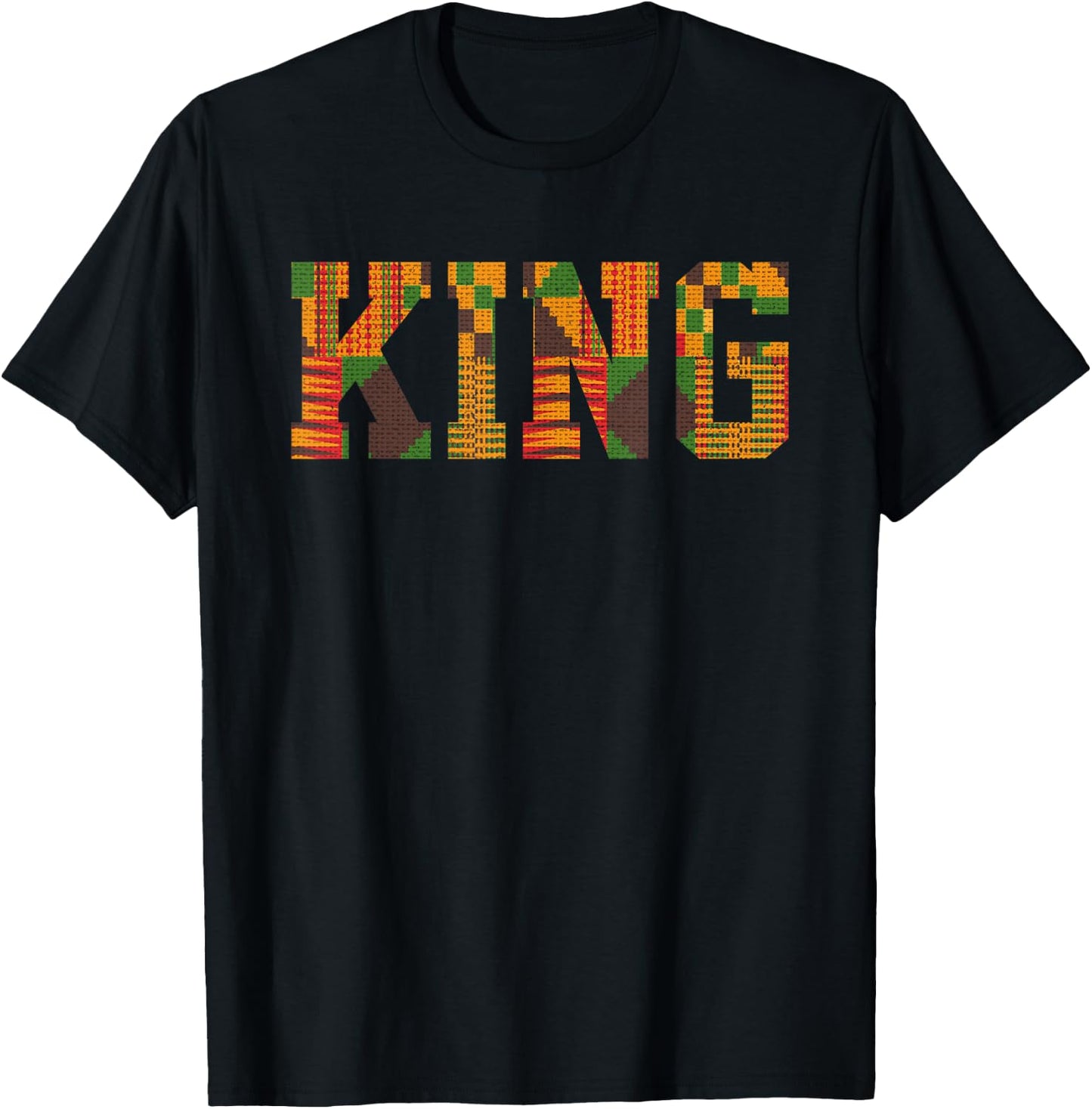 African King Art for Boys Men Afro Kente Cloth African Print T-Shirt - T-Shirt | Black