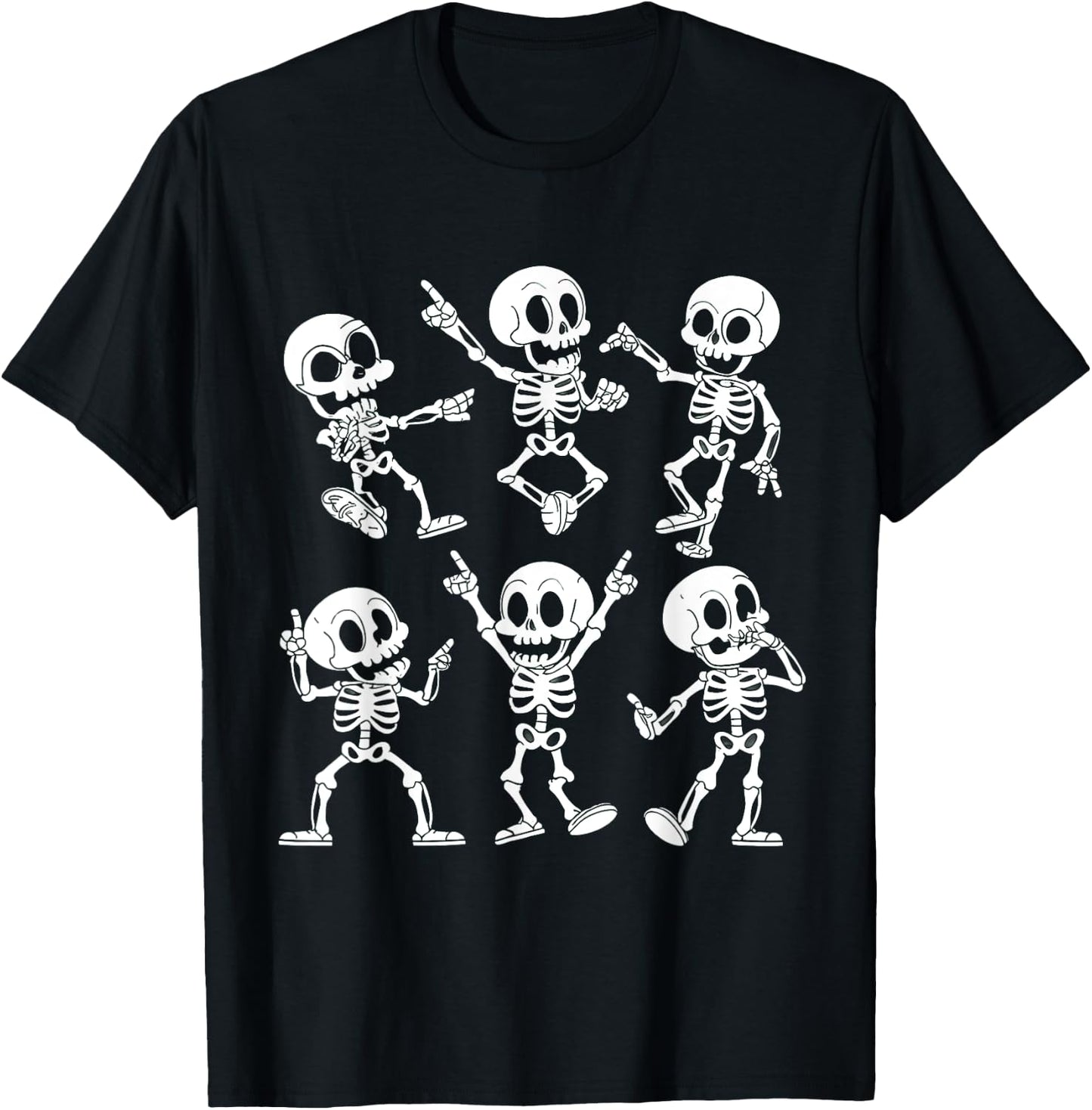 Dancing Skeletons Cute Funny Halloween Skeleton Dance T-Shirt - T-Shirt | Black