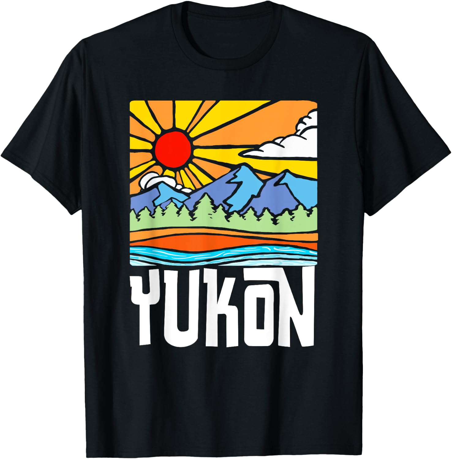 Yukon Canada Artistic Nature & Mountains Vintage Graphic T-Shirt - T-Shirt | Black