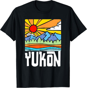 Yukon Canada Artistic Nature & Mountains Vintage Graphic T-Shirt - T-Shirt | Black