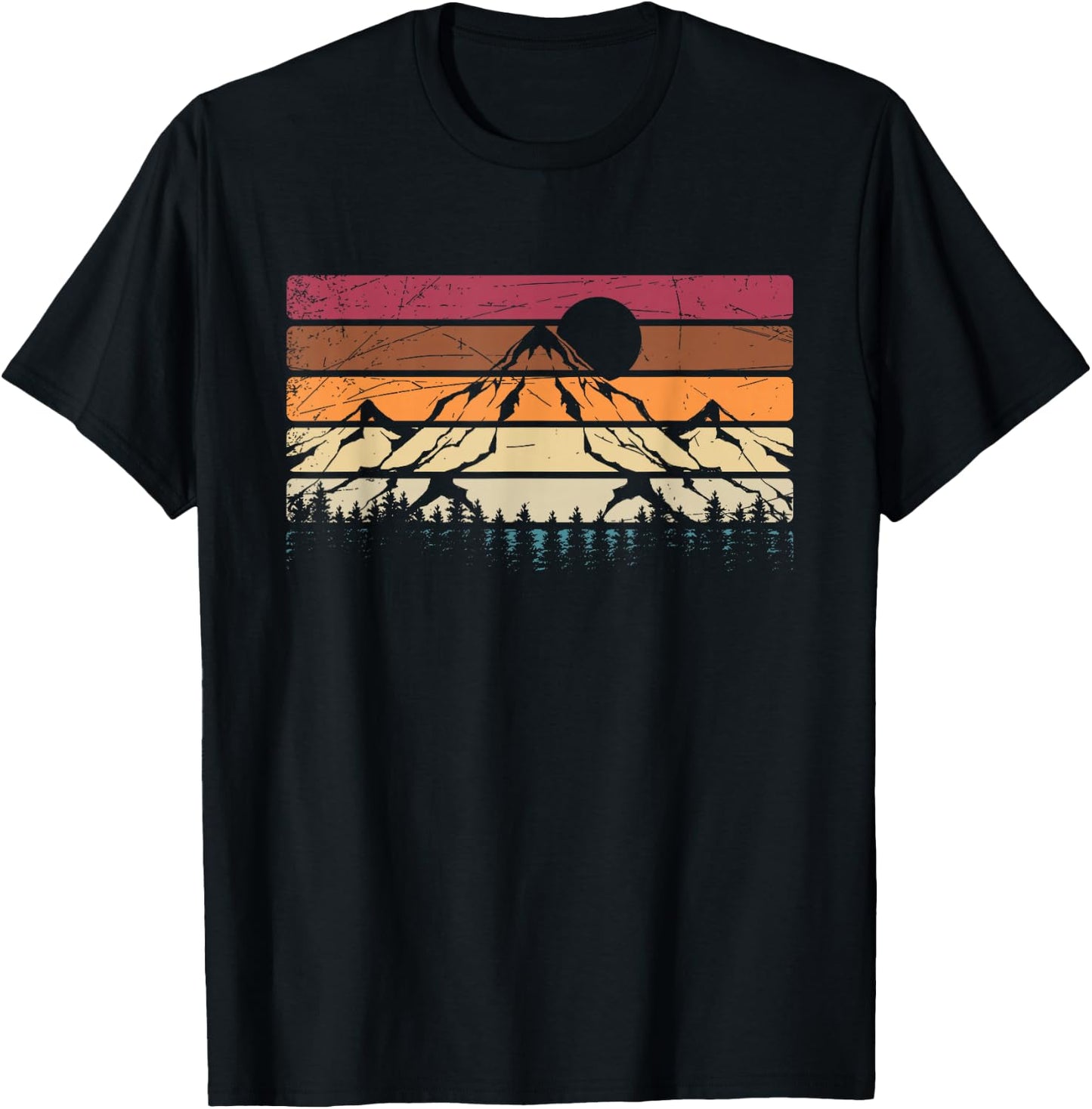 Mountain Hiking Mountain Hiker Nature Retro Forest T-Shirt - T-Shirt | Black