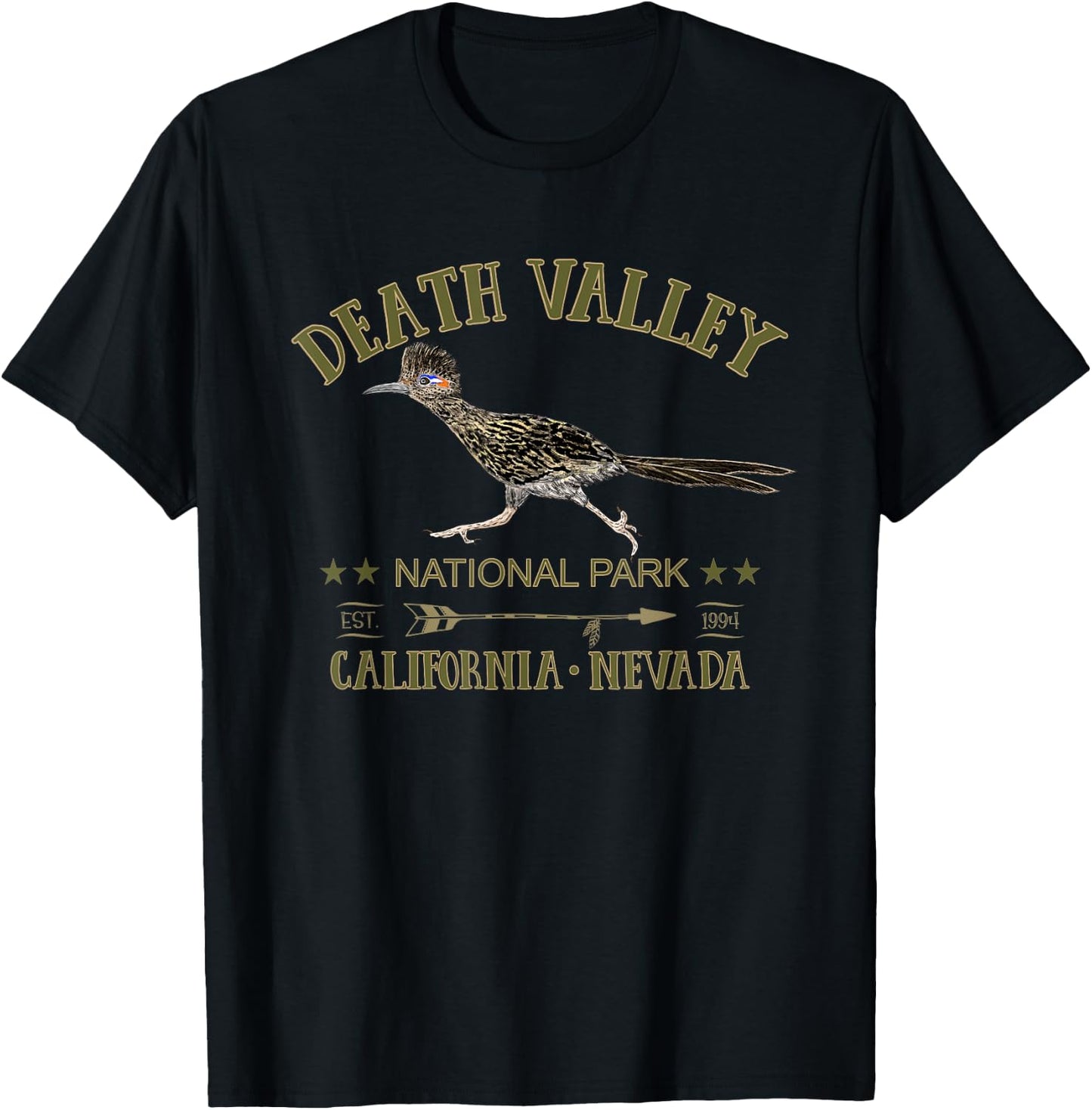 Death Valley National Park Roadrunner California Nevada T-Shirt - T-Shirt | Black